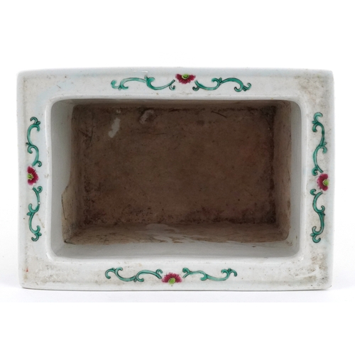 60 - Chinese porcelain flat sided planter hand painted with children playing amongst blossom, 16.5cm H x ... 