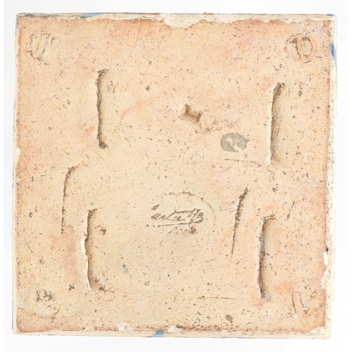 15 - Carter & Co., early 20th century Poole pottery maritime interest tile hand painted with a dolphin, 1... 