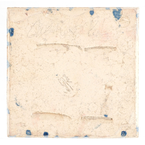 18 - Carter & Co., early 20th century Poole pottery maritime interest tile hand painted with an anchor an... 