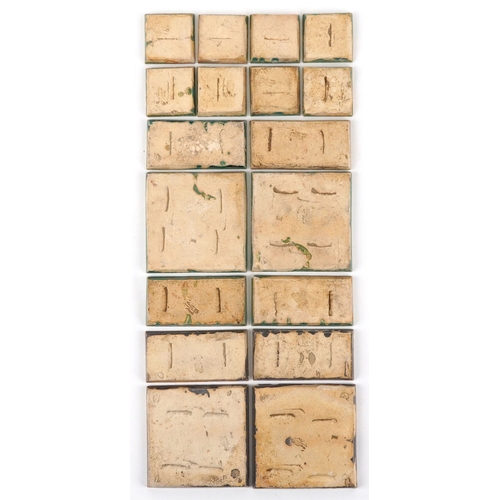 22 - Carter & Co., eighteen early 20th century Poole pottery maritime interest tiles - three levels of th... 