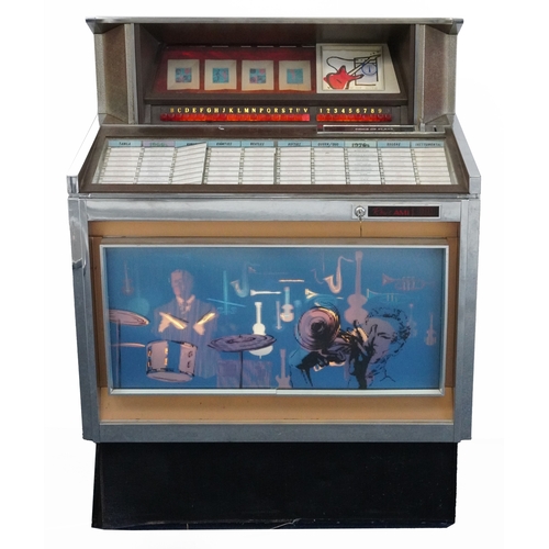 Rowe AMI MM1 jukebox, serial number 730431, with a selection of singles, 123cm H x 95cm W x 70cm D.
