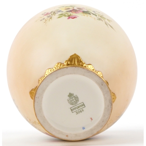 1 - Victorian Royal Worcester blush ivory porcelain pot pourri vase with overpainted floral decoration a... 