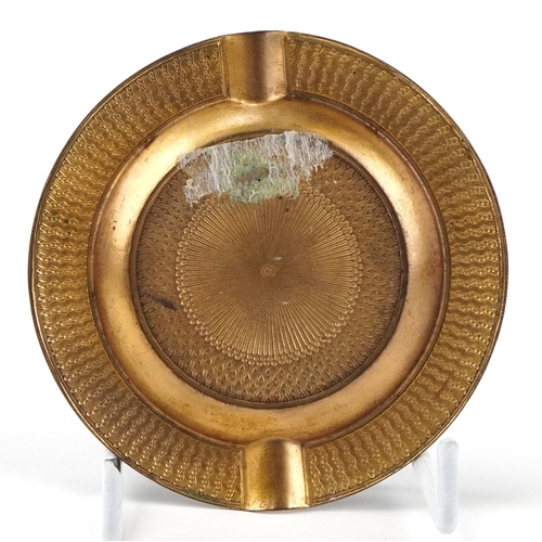 357 - Early 20th century SS Imperator (RMS Berengaria) brass and guilloche enamel souvenir ashtray, hand p... 