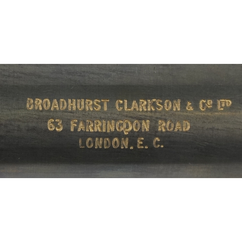 1557 - Vintage Broadhurst Clarkson & Co. Ltd. five draw telescope with leather case, 78cm in length extende... 
