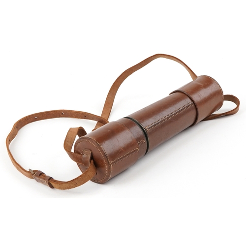 1557 - Vintage Broadhurst Clarkson & Co. Ltd. five draw telescope with leather case, 78cm in length extende... 