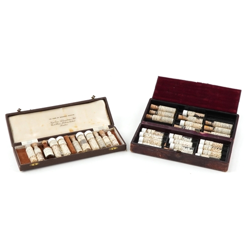 130 - Antique pharmaceutical glass bottles, some housed in a leather James Epps & Co. Ltd. Homeopathic Che... 