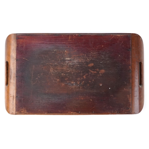 201 - Vintage Rio de Janeiro butterfly wing tray, 42cm wide.