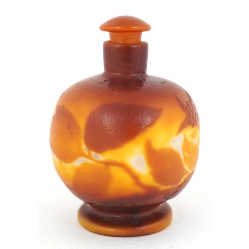 25 - Émile Gallé, French Art Nouveau cabochon cameo glass vase and cover, 11cm high.