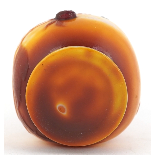 25 - Émile Gallé, French Art Nouveau cabochon cameo glass vase and cover, 11cm high.