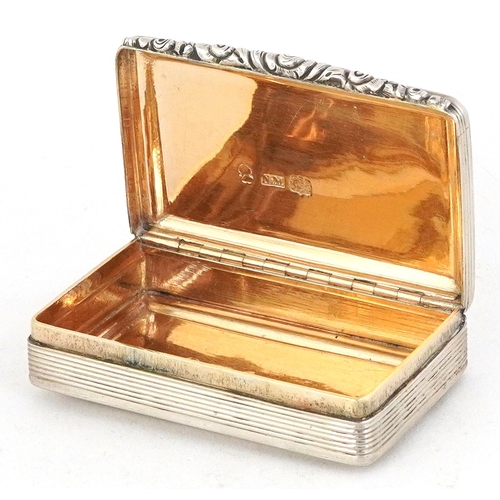 534 - Nathaniel Mills, William IV silver engine turned snuff box, the hinged lid engraved with a crest, Bi... 