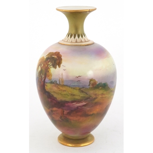 2 - J W Sedgley for Royal Worcester, early 20th century porcelain vase hand painted with figures before ... 
