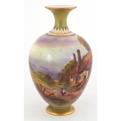 2 - J W Sedgley for Royal Worcester, early 20th century porcelain vase hand painted with figures before ... 