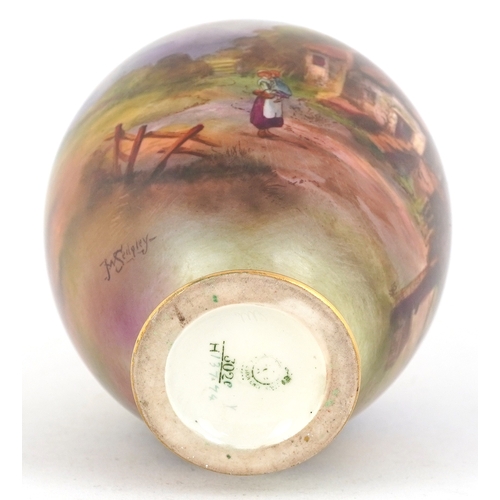 2 - J W Sedgley for Royal Worcester, early 20th century porcelain vase hand painted with figures before ... 