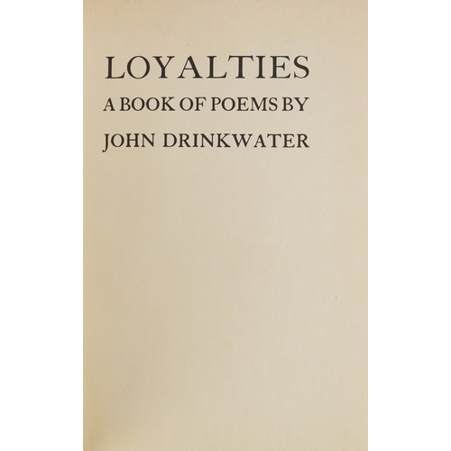 1446 - John Drinkwater, Loyalties: A Book of Poems, published by the Beaumont Press on Japanese vellum with... 