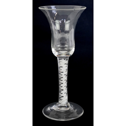 14 - 18th century wine glass with air twist stem, 17cm, high.