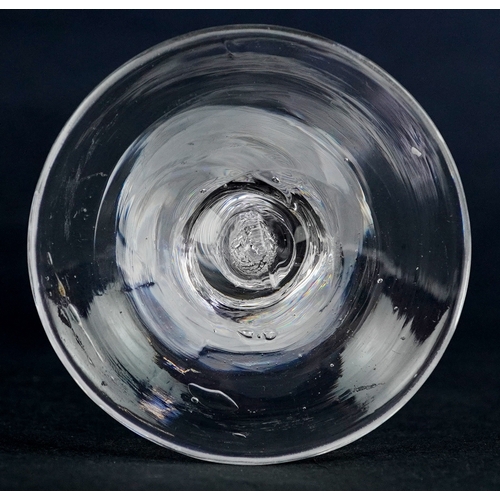15 - 18th century wine glass with air twist stem, 16cm high.