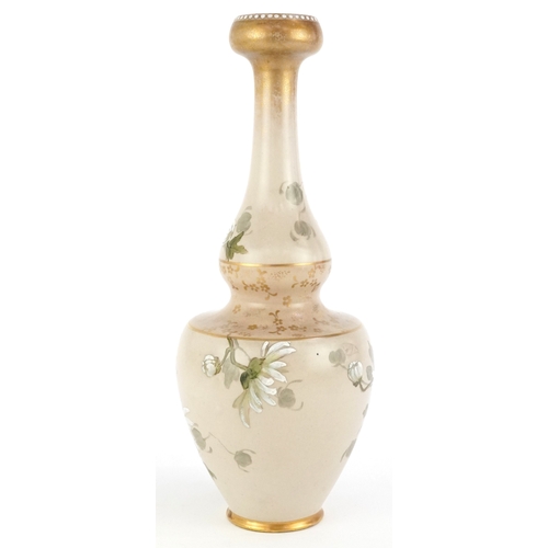23 - Kate Rogers for Doulton Lambeth Carrara, Victorian stoneware bottleneck vase hand painted with daisi... 