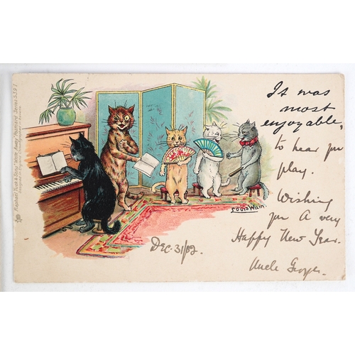 1357 - Early 20th century cat postcards including Louis Wain and Valentine's series 597.