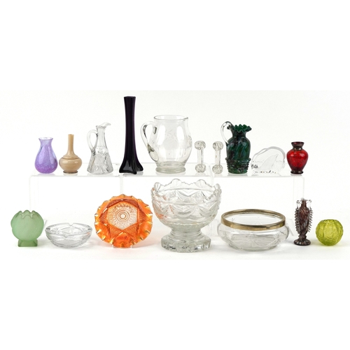 2358 - Vintage and later glassware including a carnival glass bowl, a Bohemian glass trophy vase, a clear a... 