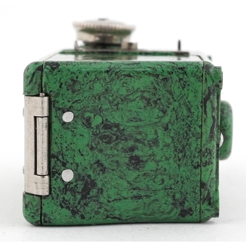 1263 - Coronet Midget Sub-Miniature camera in mottled green Bakelite, 7cm high, with box.
