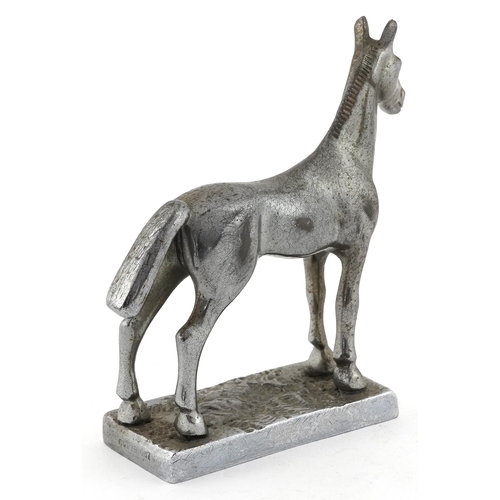 1428 - Vintage chrome car mascot in the form of a horse, 10cm high.