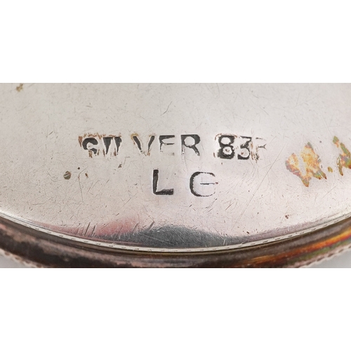 549 - Vintage 835 grade silver compact engraved with a camel, 6.5cm in diameter, total 36.5g.