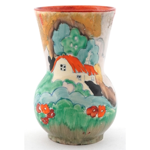 153 - Clarice Cliff, Art Deco pottery vase hand painted in the Forest Glen pattern, 9cm high.