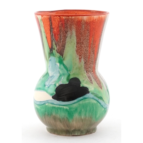 153 - Clarice Cliff, Art Deco pottery vase hand painted in the Forest Glen pattern, 9cm high.
