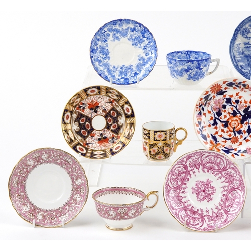 219 - 19th century and later teacups, coffee cups and saucers including Royal Crown Derby hand painted in ... 