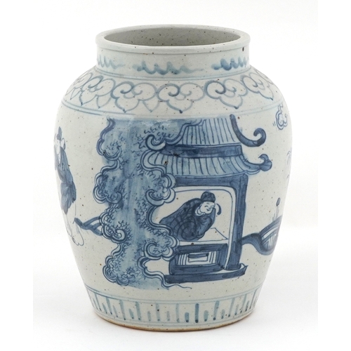 133 - Chinese blue and white porcelain vase hand painted with figures, 28cm high.
