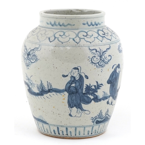 133 - Chinese blue and white porcelain vase hand painted with figures, 28cm high.