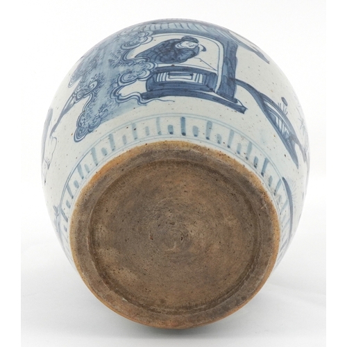 133 - Chinese blue and white porcelain vase hand painted with figures, 28cm high.