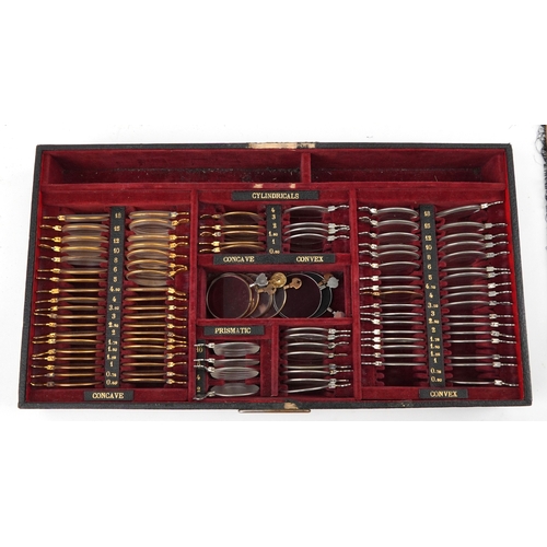 132 - Early 20th century optometrist's lens and tool set including a Bausch & Lomb optical lens gauge and ... 