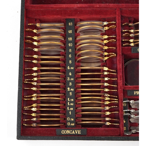 132 - Early 20th century optometrist's lens and tool set including a Bausch & Lomb optical lens gauge and ... 