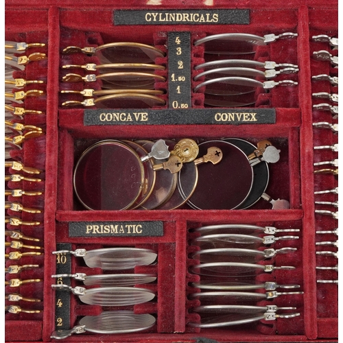 132 - Early 20th century optometrist's lens and tool set including a Bausch & Lomb optical lens gauge and ... 