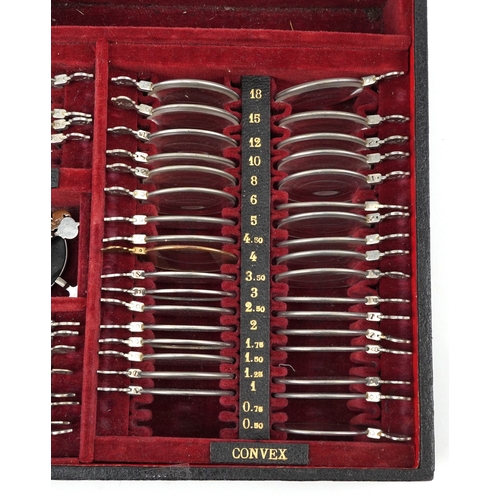 132 - Early 20th century optometrist's lens and tool set including a Bausch & Lomb optical lens gauge and ... 