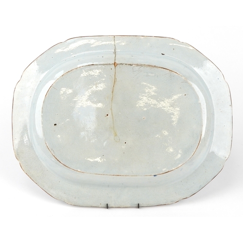 231 - Herculaneum 19th century blue and white pottery meat platter transfer printed with classical Greek s... 