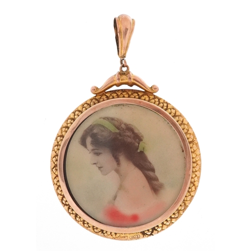 3045 - Antique 9ct gold locket, 5.4cm high, 10.9g.