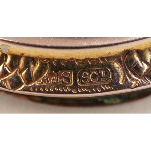 3045 - Antique 9ct gold locket, 5.4cm high, 10.9g.