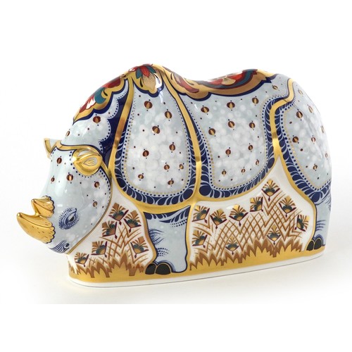 1004 - Royal Crown Derby White Rhino paperweight from the Endangered Species Collection, editioned 901/1000... 