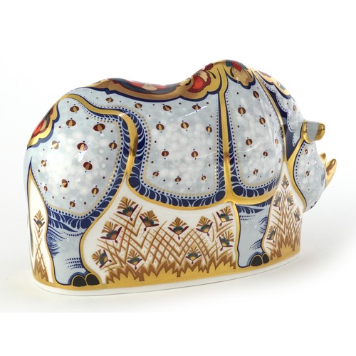 1004 - Royal Crown Derby White Rhino paperweight from the Endangered Species Collection, editioned 901/1000... 