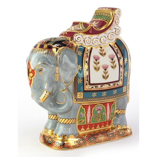 1011 - Royal Crown Derby Mulberry Hall Indian Elephant, editioned 139/500, gold coloured stopper to the bas... 
