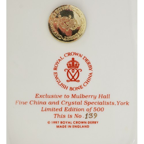 1011 - Royal Crown Derby Mulberry Hall Indian Elephant, editioned 139/500, gold coloured stopper to the bas... 