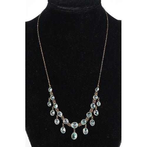 3050 - Unmarked gold topaz necklace, 40cm in length, 6.2g.