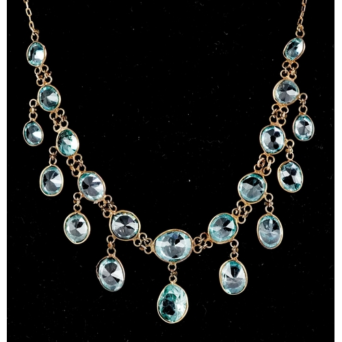 3050 - Unmarked gold topaz necklace, 40cm in length, 6.2g.