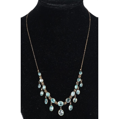 3050 - Unmarked gold topaz necklace, 40cm in length, 6.2g.