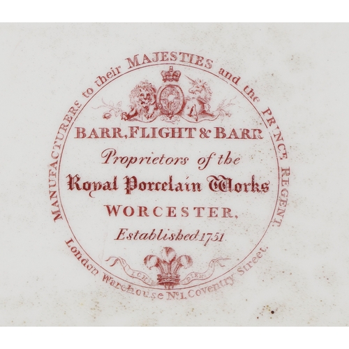 218 - Barr, Flight & Barr 19th century inkstand hand painted with berries and leaves having matching Copel... 