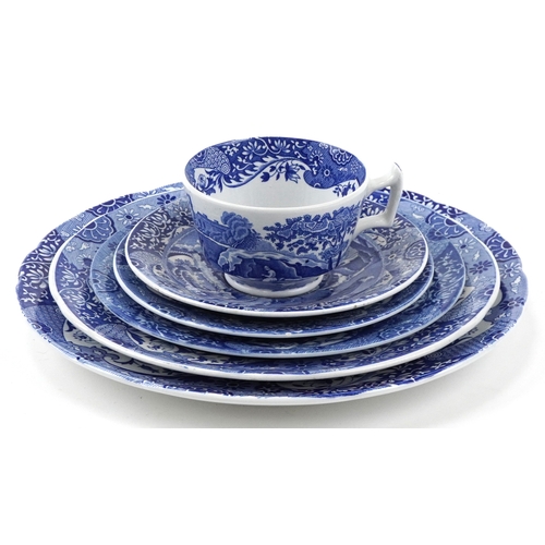 1120 - Collection of Spode blue and white transfer ware pottery in the Italian pattern including lidded tur... 