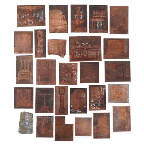 373 - 20th century copper engraving plates of furniture, the largest 9cm x 5.5cm.