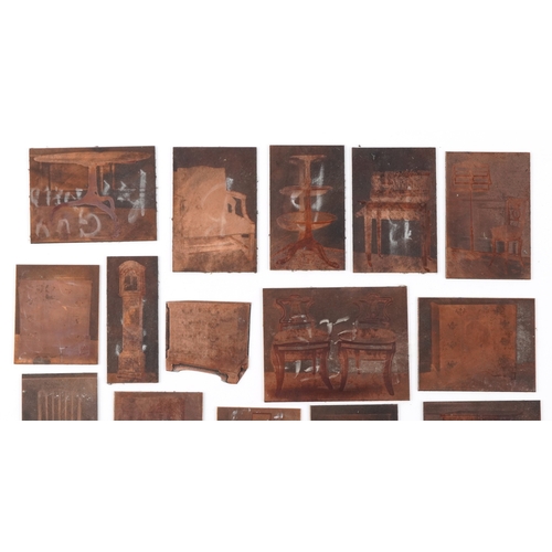373 - 20th century copper engraving plates of furniture, the largest 9cm x 5.5cm.